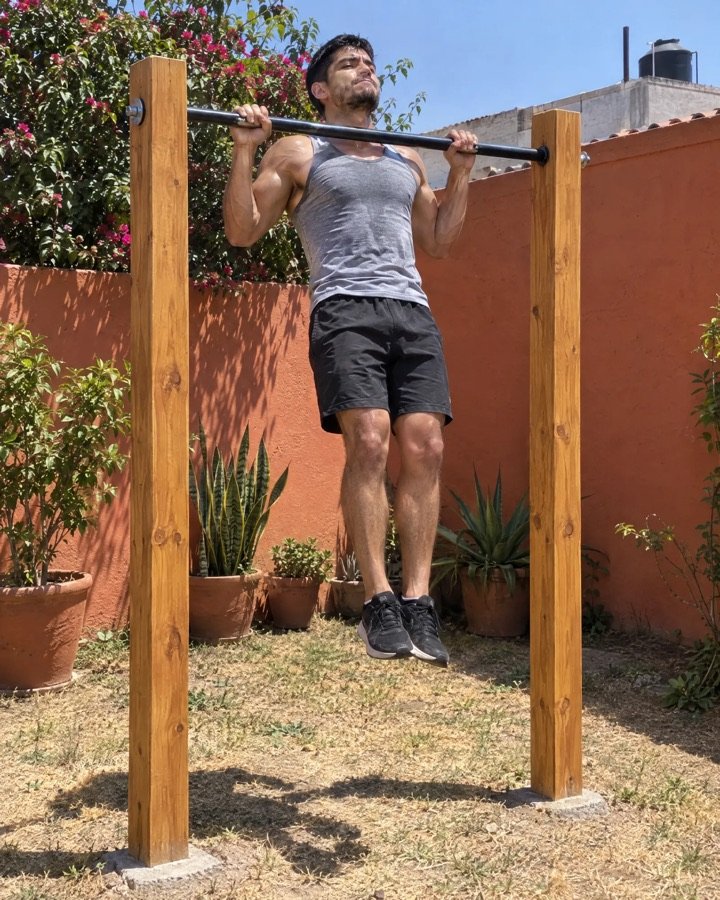 Martín R. entrenando en su casa