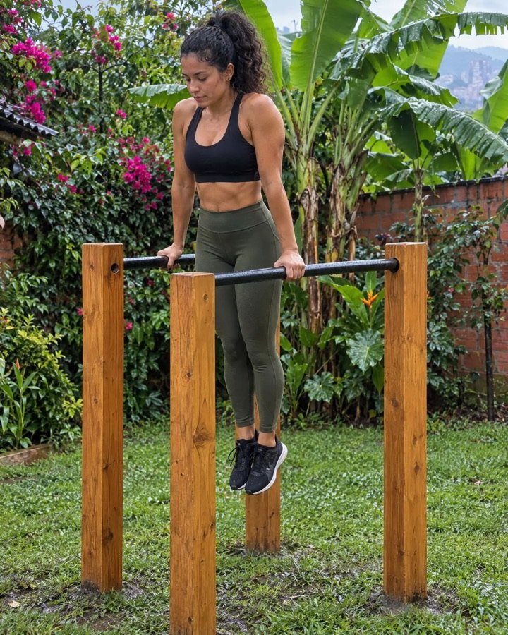 Lucía F. entrenando en su casa